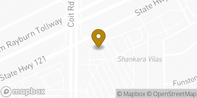 Map showing the location of Bank Of America in Plano, TX 75025