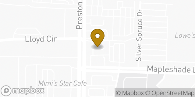 Map showing the location of Maple in Dallas, TX 75252