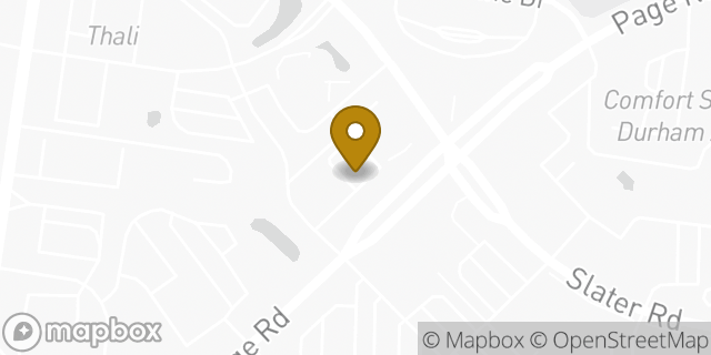Map showing the location of Starbucks in Durham, NC 27703