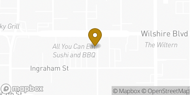 Map showing the location of Ramada by Wyndham Los Angeles Koreatown West in Los Angeles, CA 90010