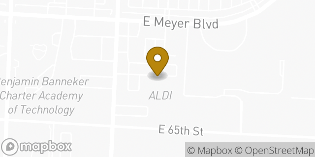 Map showing the location of Aldi in Kansas City, MO 64131
