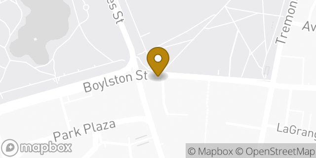 Map showing the location of Starbucks in Boston, MA 02116