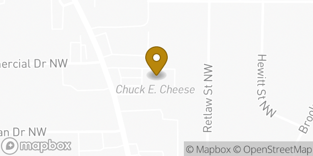 Map showing the location of Chuck E. Cheese in Huntsville, AL 35816