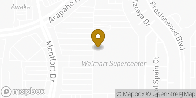 Map showing the location of Walmart in Dallas, TX 75248