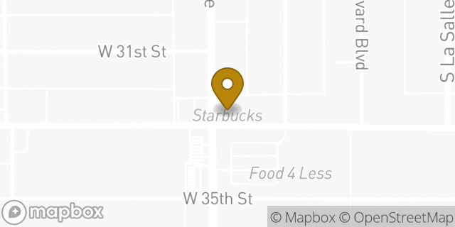 Map showing the location of Starbucks in Los Angeles, CA 90018