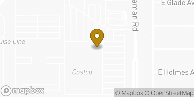 Map showing the location of Costco in Mesa, AZ 85209