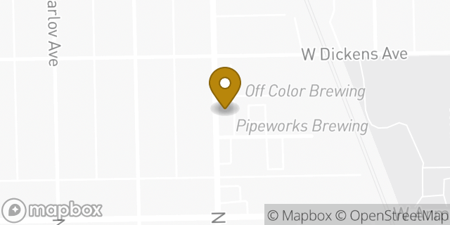 Map showing the location of Dunkin' in Chicago, IL 60639