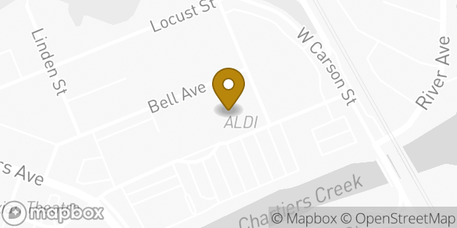 Map showing the location of Aldi in McKees Rocks, PA 15136