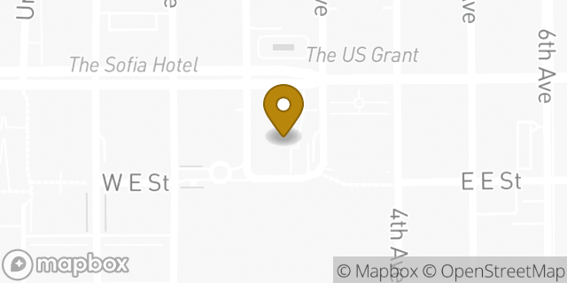 Map showing the location of Dunkin' in San Diego, CA 92101