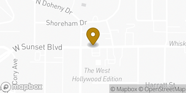 Map showing the location of Sunset & Doheny in West Hollywood, CA 90069