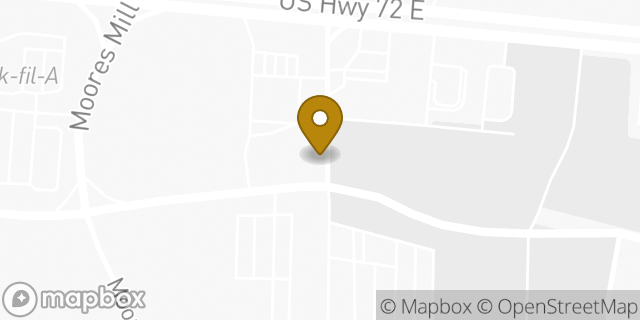 Map showing the location of Starbucks in Huntsville, AL 35811