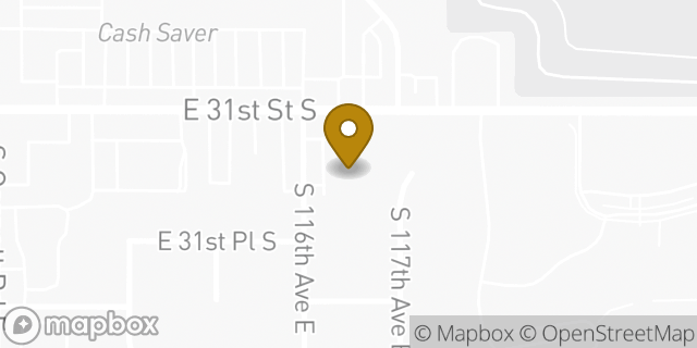 Map showing the location of AutoZone in Tulsa, OK 74146