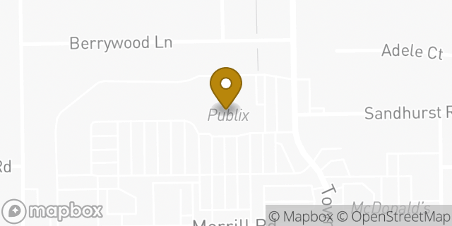 Map showing the location of Publix in Jacksonville, FL 32277