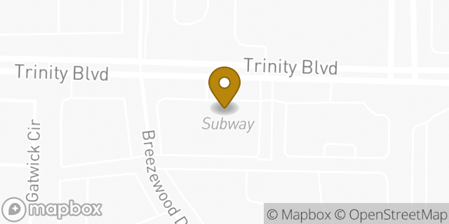 Map showing the location of Subway in Fort Worth, TX 76155