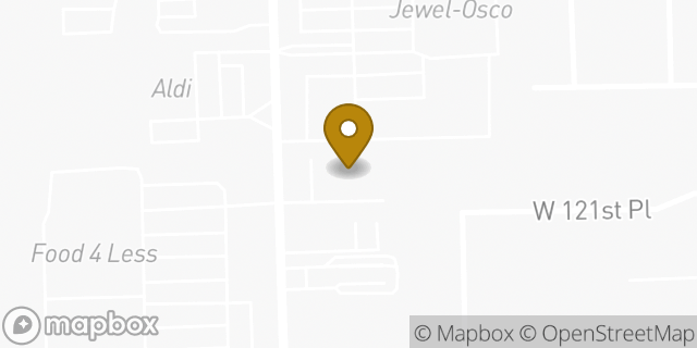 Map showing the location of AutoZone in Alsip, IL 60803