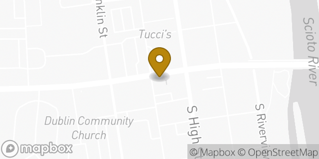 Map showing the location of Starbucks in Dublin, OH 43017