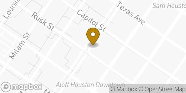 Map showing the location of Starbucks in Houston, TX 77002