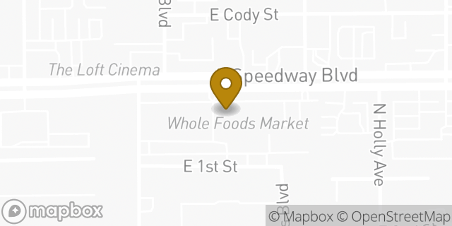 Map showing the location of Whole Foods Market in Tucson, AZ 85716