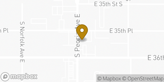 Map showing the location of Starbucks in Tulsa, OK 74105