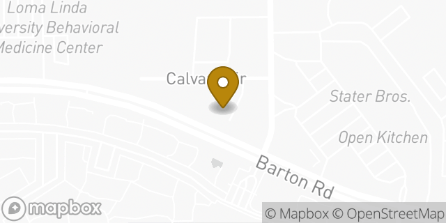 Map showing the location of Barton Road KinderCare in Redlands, CA 92373
