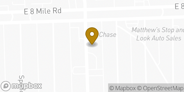 Map showing the location of Chase Bank in Detroit, MI 48234