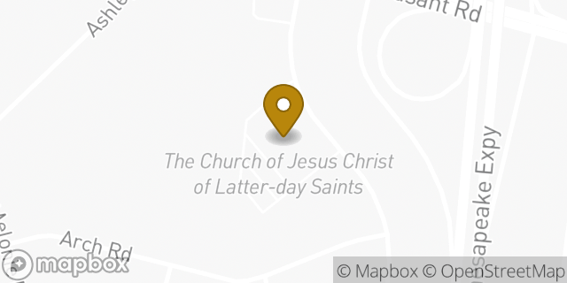Map showing the location of The Church of Jesus Christ of Latter-day Saints in Chesapeake, VA 23322