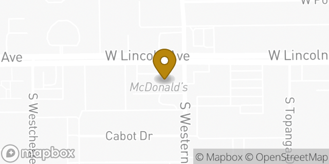 Map showing the location of McDonald's in Anaheim, CA 92801