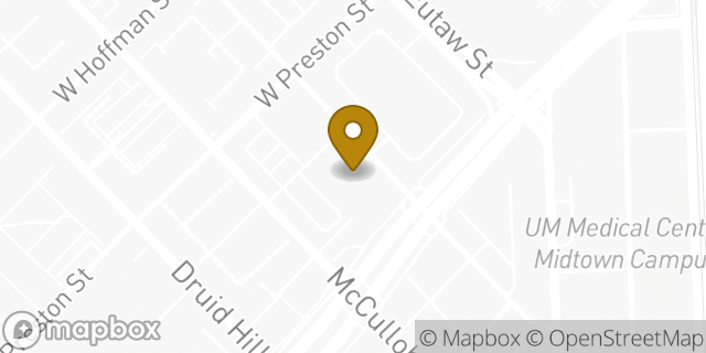 Map showing the location of The Church of Jesus Christ of Latter-day Saints in Baltimore, MD 21201