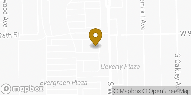 Map showing the location of Starbucks in Evergreen Park, IL 60805