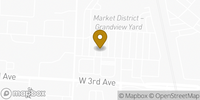Map showing the location of Grandview Yard Market District in Columbus, OH 43212