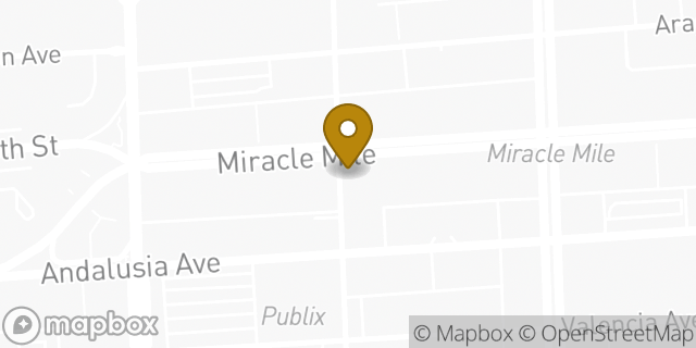 Map showing the location of Starbucks in Coral Gables, FL 33134