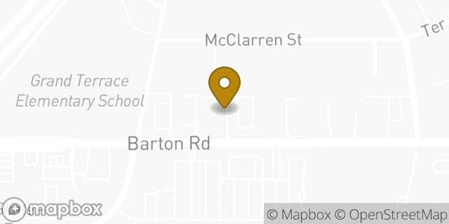 Map showing the location of Starbucks in Grand Terrace, CA 92313