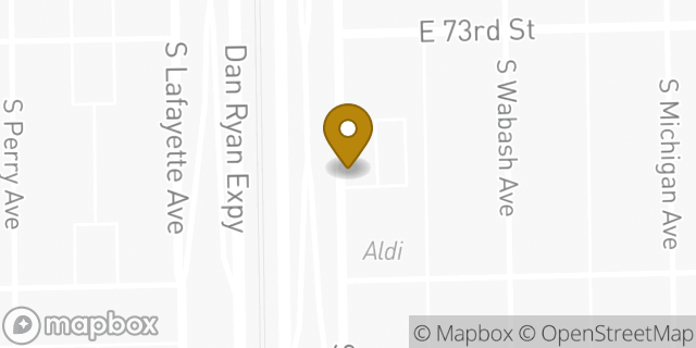 Map showing the location of Aldi in Chicago, IL 60619