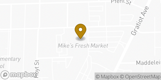 Map showing the location of Coinme in Detroit, MI 48205