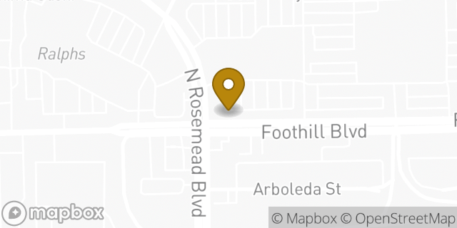 Map showing the location of Starbucks in Pasadena, CA 91107