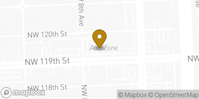 Map showing the location of AutoZone in Miami, FL 33168
