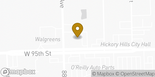 Map showing the location of AutoZone in Hickory Hills, IL 60457
