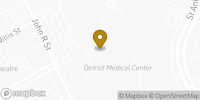 Map showing the location of Starbucks in Detroit, MI 48201