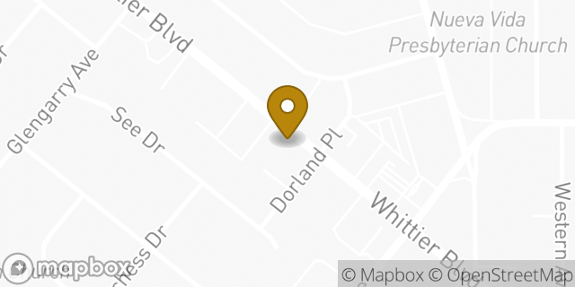 Map showing the location of Fruit of the Vine Church in Whittier, CA 90606