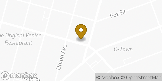 Map showing the location of Dunkin' in Bronx, NY 10455