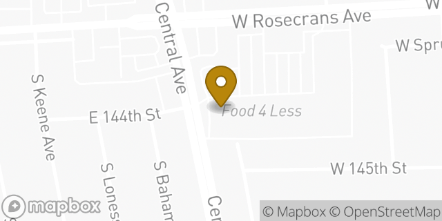 Map showing the location of AutoZone in Compton, CA 90220
