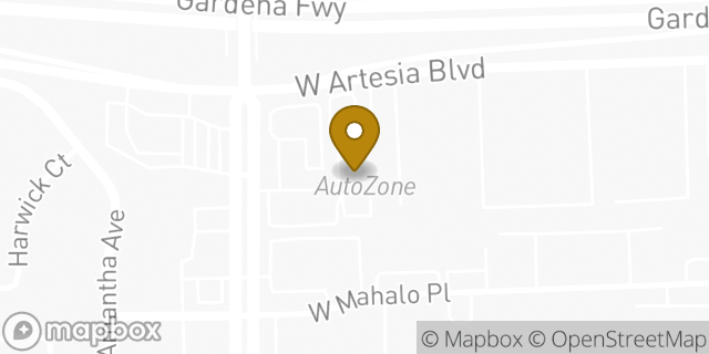 Map showing the location of AutoZone in Compton, CA 90220