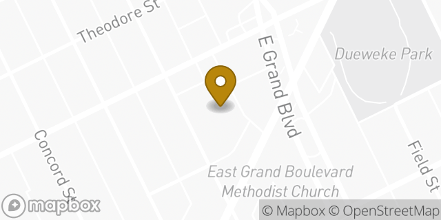 Map showing the location of Coinme in Detroit, MI 48207