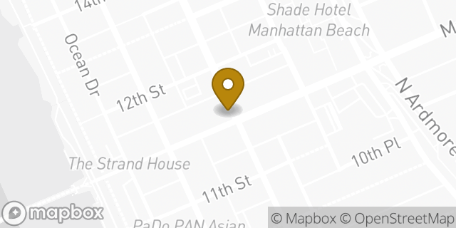Map showing the location of Starbucks in Manhattan Beach, CA 90266