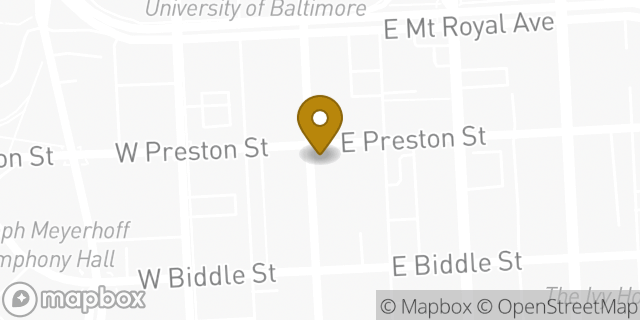 Map showing the location of Starbucks in Baltimore, MD 21201