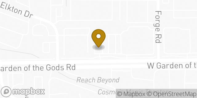 Map showing the location of Colorado Springs, CO (Gardens of the Gods Rd) in Colorado Springs, CO 80907