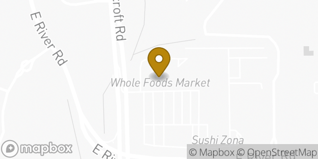 Map showing the location of Whole Foods Market in Tucson, AZ 85750