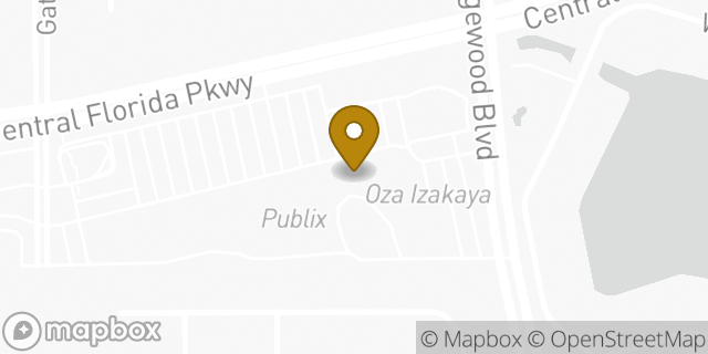 Map showing the location of Papa Johns Pizza in Orlando, FL 32821
