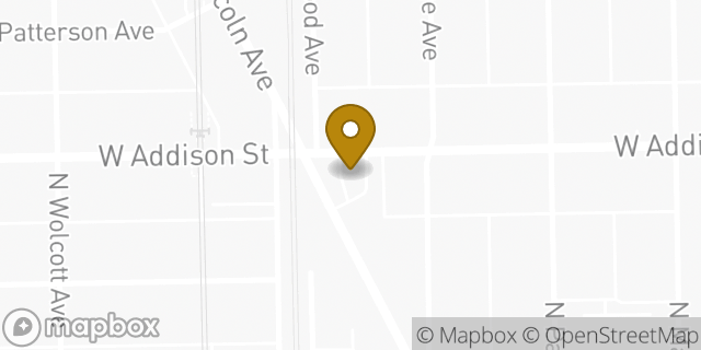 Map showing the location of Dunkin' in Chicago, IL 60613