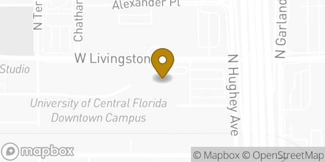 Map showing the location of Starbucks in Orlando, FL 32801